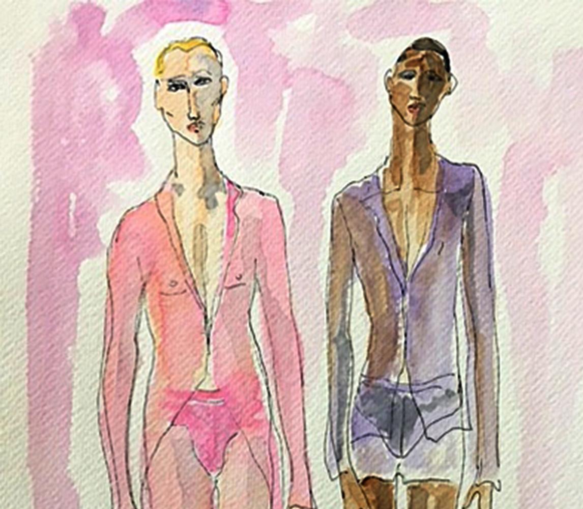 Ludovic Ludovic de Saint Sernin, Fashion show models, 2021 Watercolor fashion  - Art by Manuel Santelices