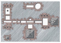 Plano Pirámides. De la série n° 1. Dessin abstrait sur papier.