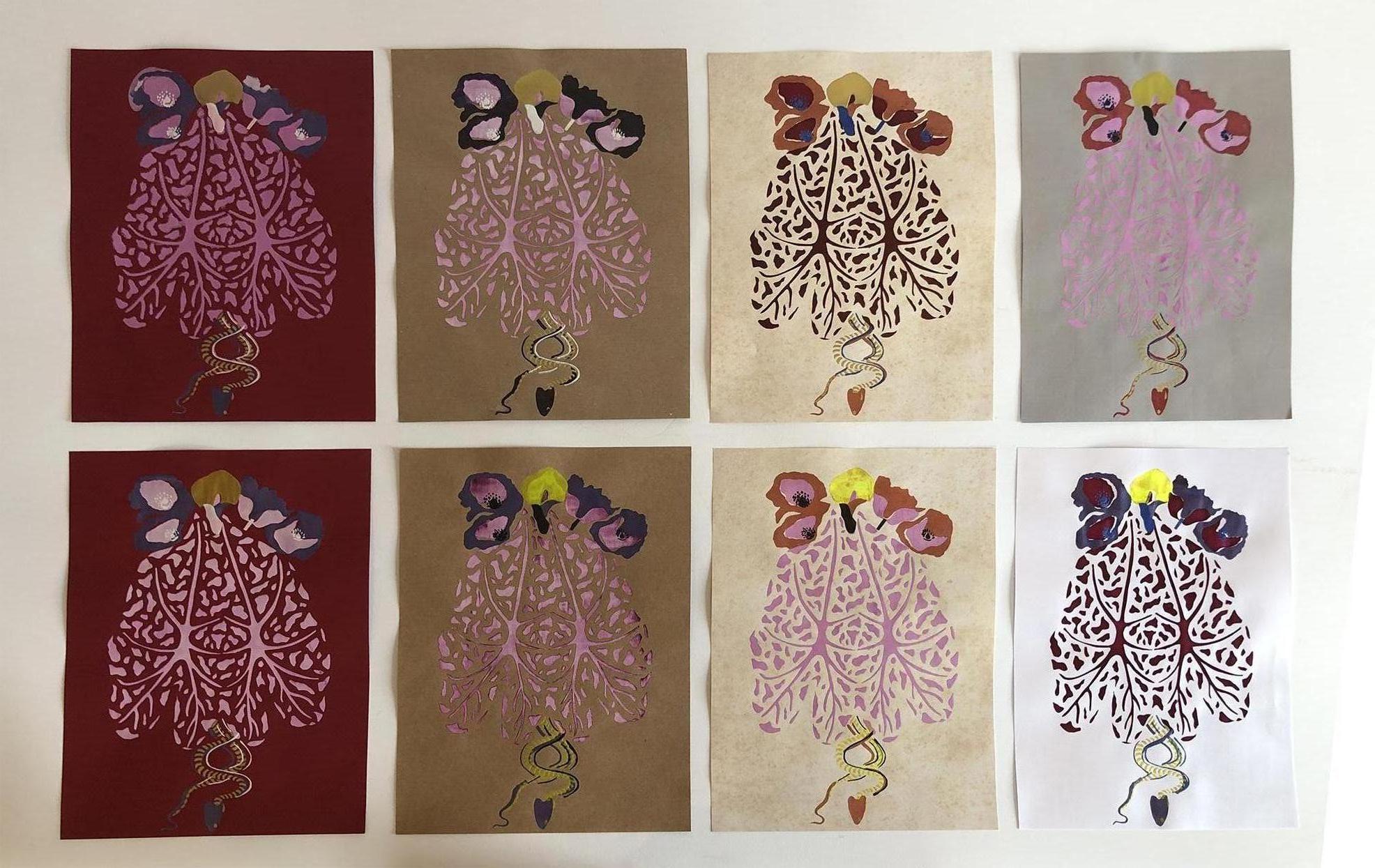 Set of 8 Untitled, Abstract versus figurative Silk Screen Prints 4