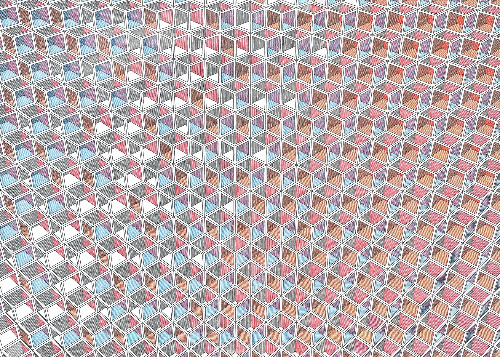 Cubos Transparencia 2. From The Series Terms And Conditions 2.0 Drawing on paper - Abstract Art by Rodrigo Spinel 