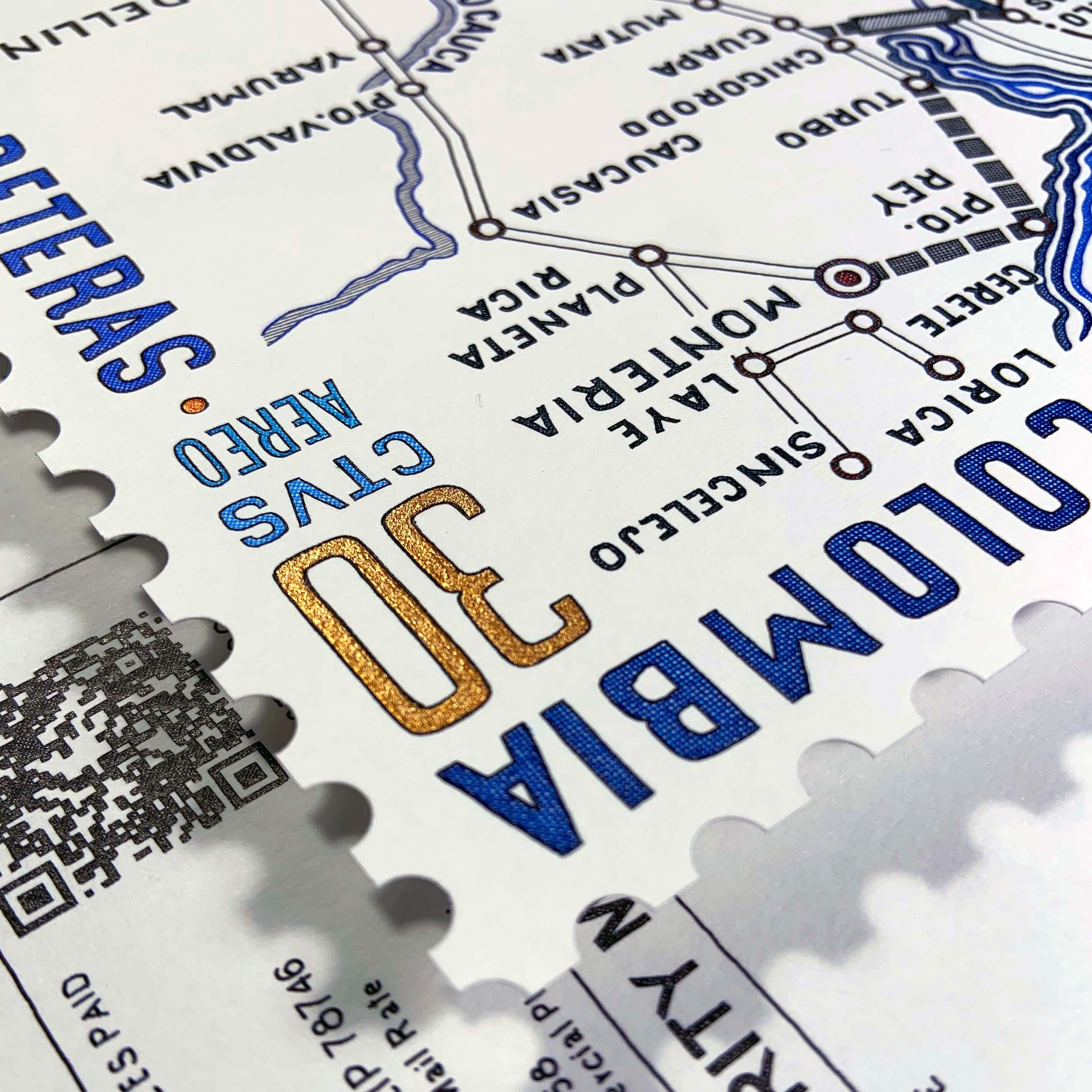 Congreso Panamericano de Carreteras Stamp. Dalla serie #15. Disegno astratto - Abstract Drawing Grigio di Rodrigo Spinel 