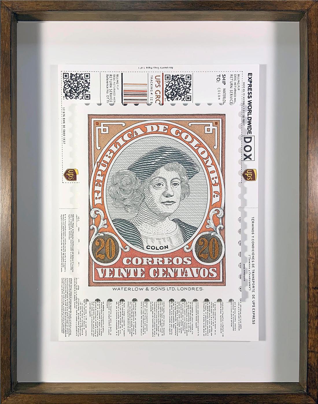 Rodrigo Spinel  Abstract Drawing - Colón, Stamp. From The Series Terms And Conditions 2.0. Drawing on paper.