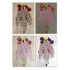 Set of 4 Untitled, One of a Kind, Silk Screen Print