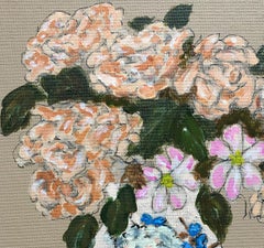 Flowers on Japanese cloissone vase, One of a Kind