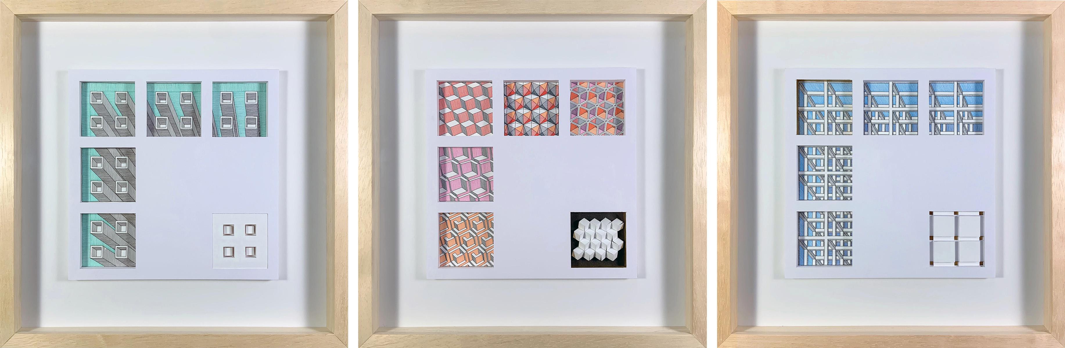 Abstract Print di Rodrigo Spinel  - Línea Bloques, Línea Cubos e Línea Estructura. Disegno astratto