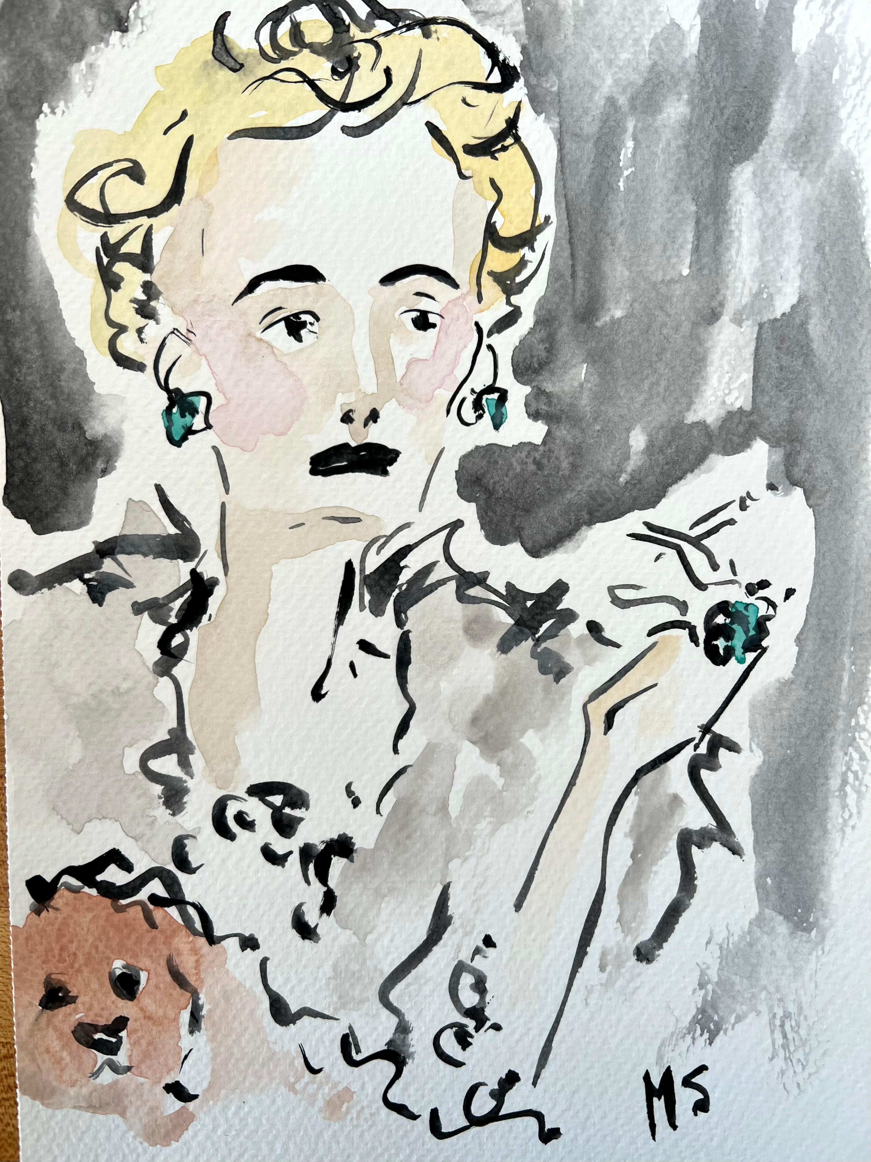 Barbara Hutton,  watercolor and gouache on paper Portrait