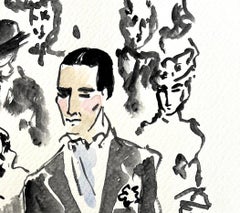 The wedding of Teresa Martini and John Oliver in Rome in 1929. Watercolor