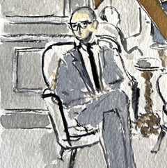 Portrait à l'aquarelle du créateur de mode Gilles Mendel à Paris, France