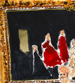 Fashion icon Marisa Berenson in the set of Barry Lyndon. Watercolor on paper