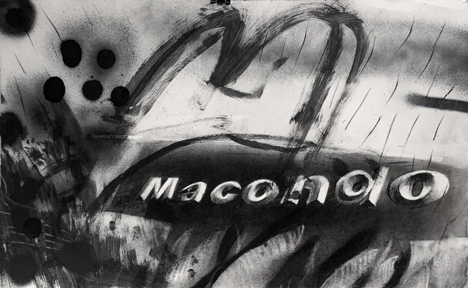 Mac II, peinture au fusain sur papier (encadrée) - Contemporain Painting par Gonzalo Fuenmayor