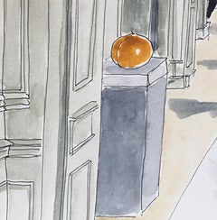 An Interior By french architect Joseph Dirand. Watercolor on paper