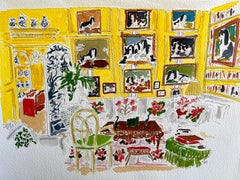 Mario Buatta’s, the prince of chintz home. Watercolor and gouache in paper