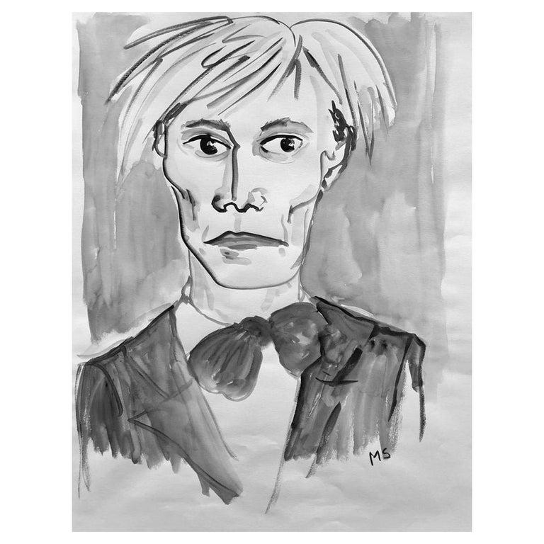 Manuel Santelices Portrait - Andy Warhol Gouache on Archival Paper, 2017
