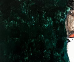 Danseuse en vert. Acrylique sur carton montée sur une peinture sur châssis.