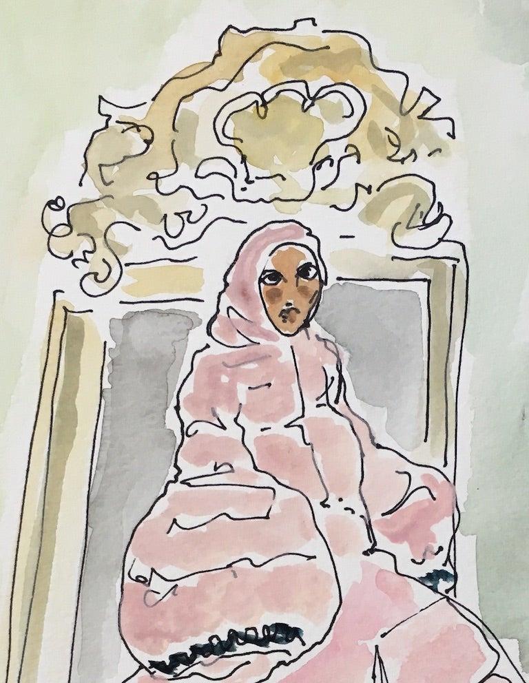 Pierpaolo Piccioli for Moncler, Watercolor fashion illustration on paper. - Art by Manuel Santelices