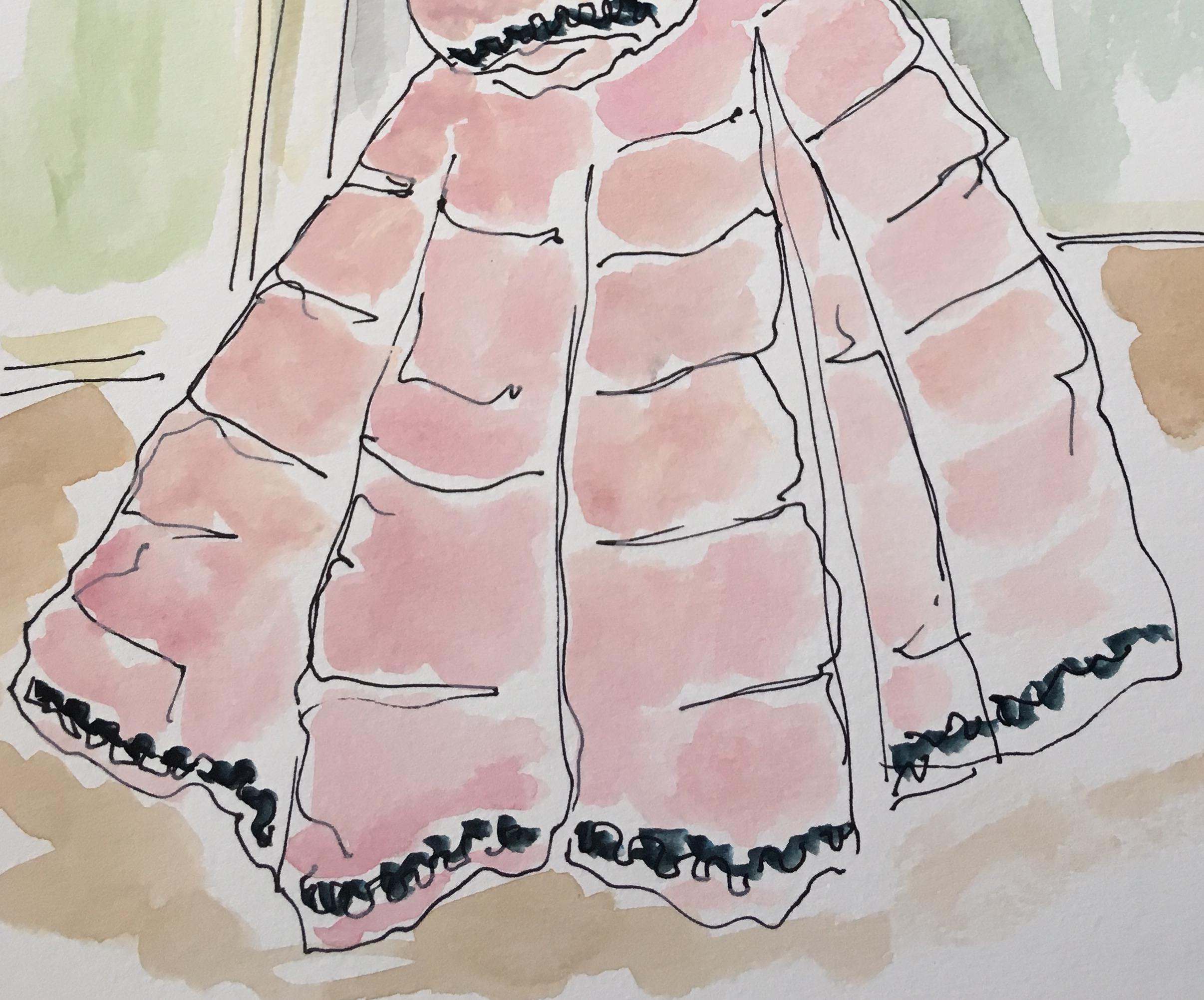 Pierpaolo Piccioli para Moncler, Ilustración de moda en acuarela sobre papel. - Portrait Gris de Manuel Santelices