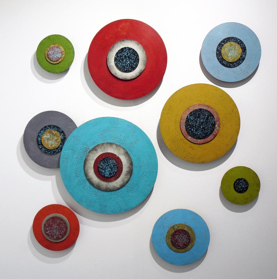 Modern Series Multi Colored Circular Panels - Mixed Media Art by Jodi Reeb