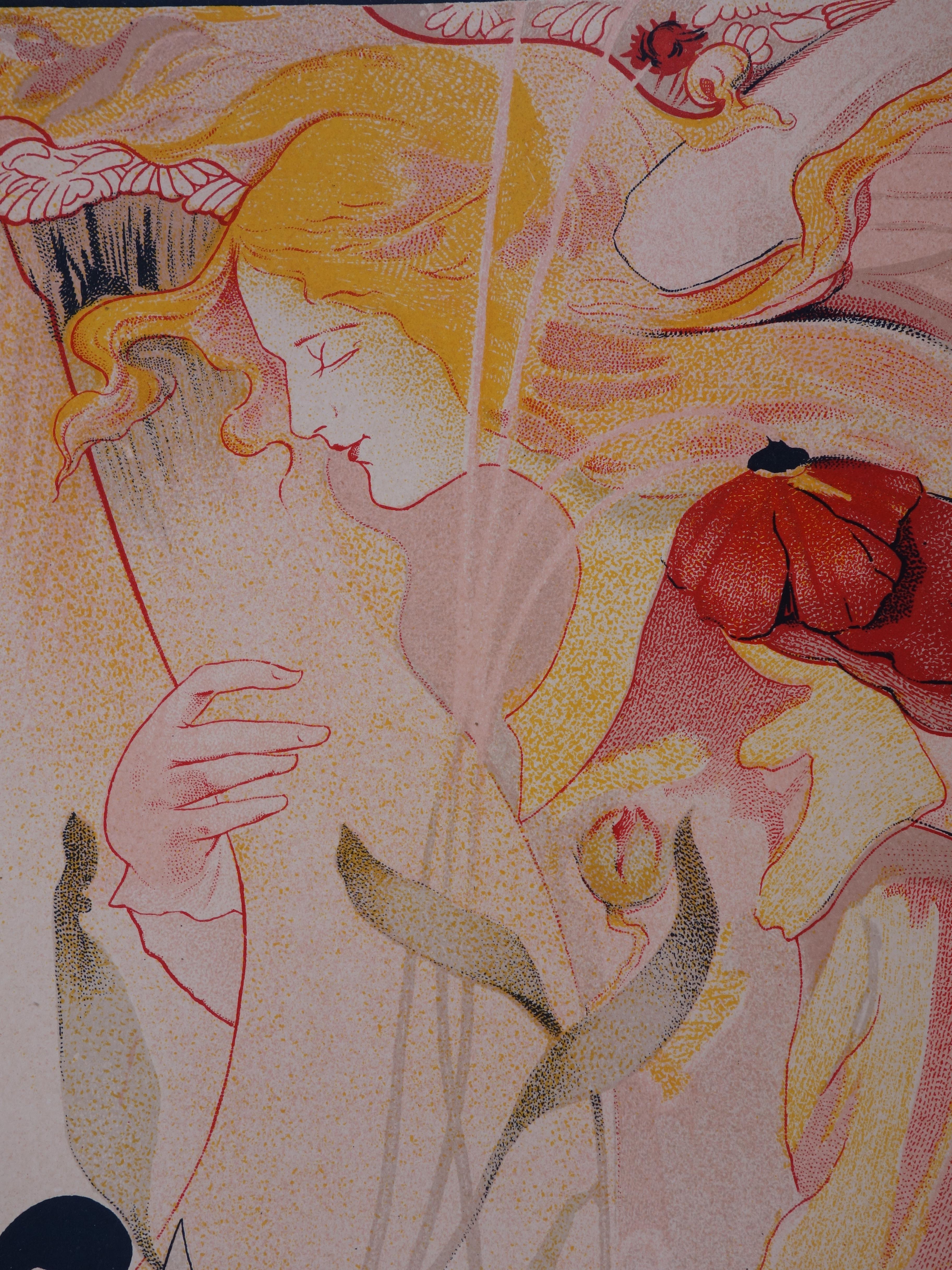 Nymphe sammelt die Blumen – Lithographie, 1897 im Angebot 3