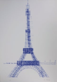 Eiffel Tower In Payed Stamps - Handsigned Screen Print