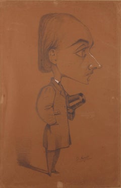Elegant Man with Hat - Original Signed Drawing