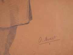 Elegant Man with Hat - Original Signed Drawing