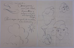 Canticle : Double sheet (3 pages) Manuscript with Original Drawings - 1945