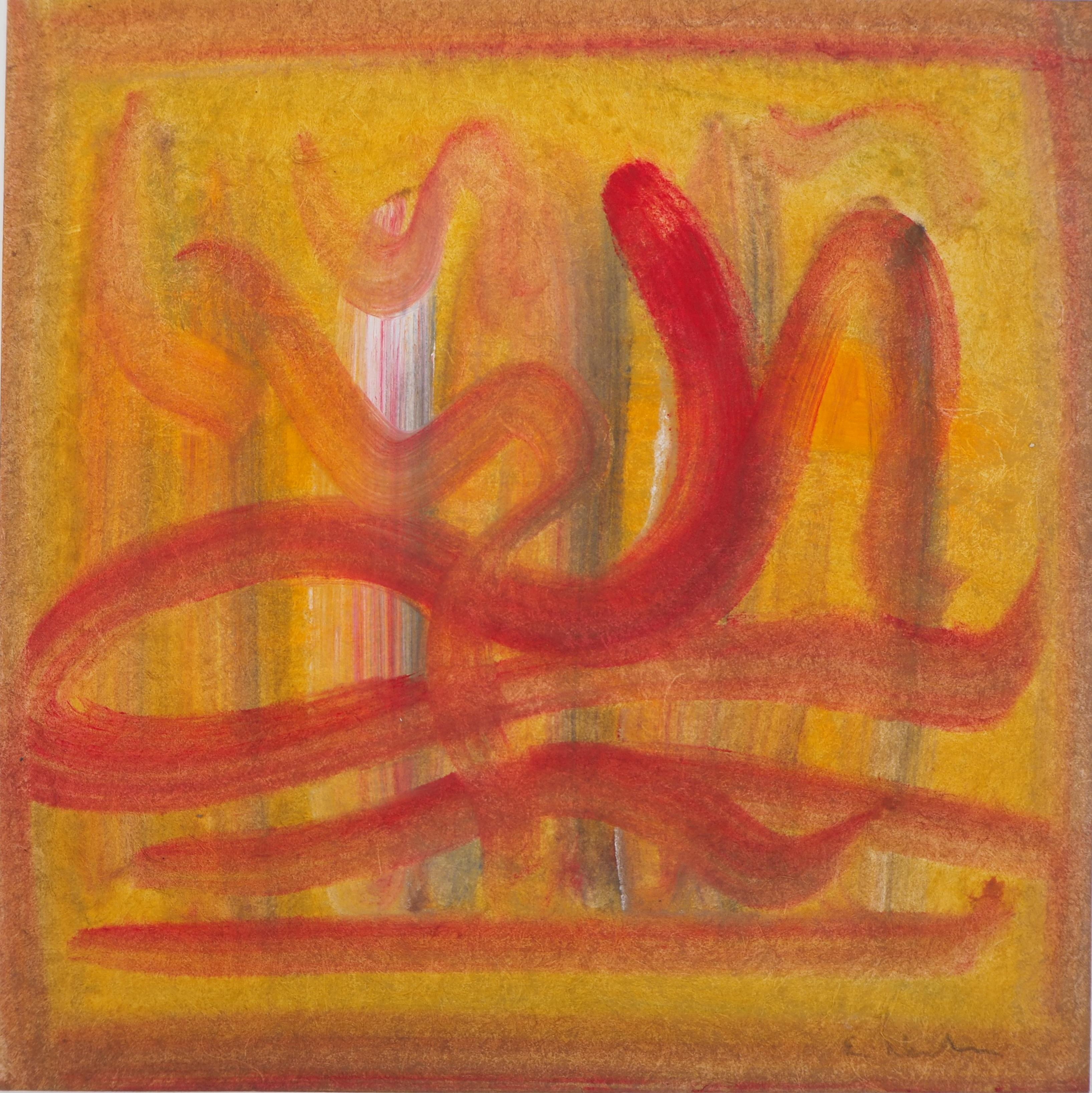 Fire - Original handsigniertes Aquarell und Tempera