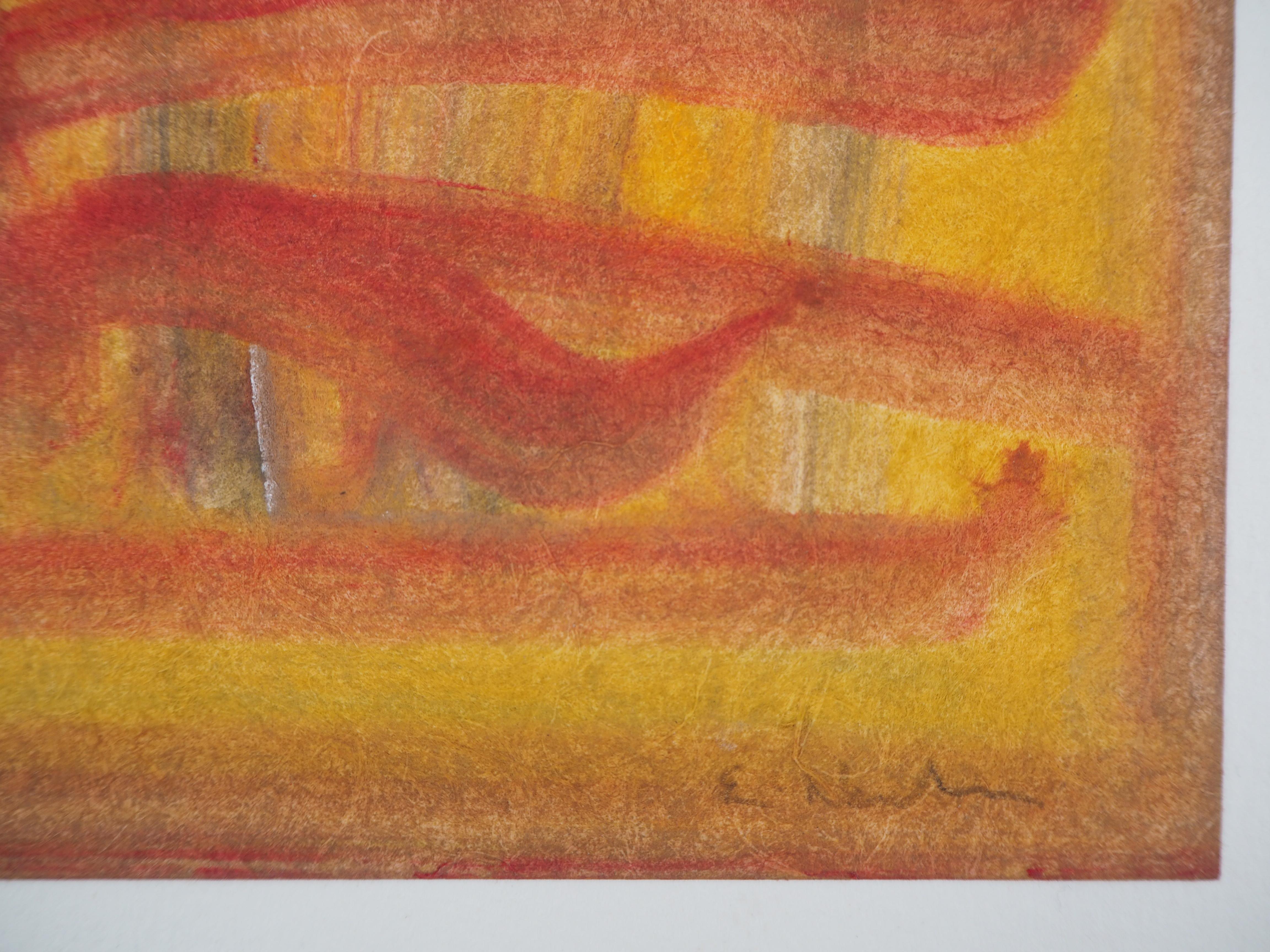 Fire - Original handsigned watercolor and tempera - Abstract Art by Ervin Neuhaus