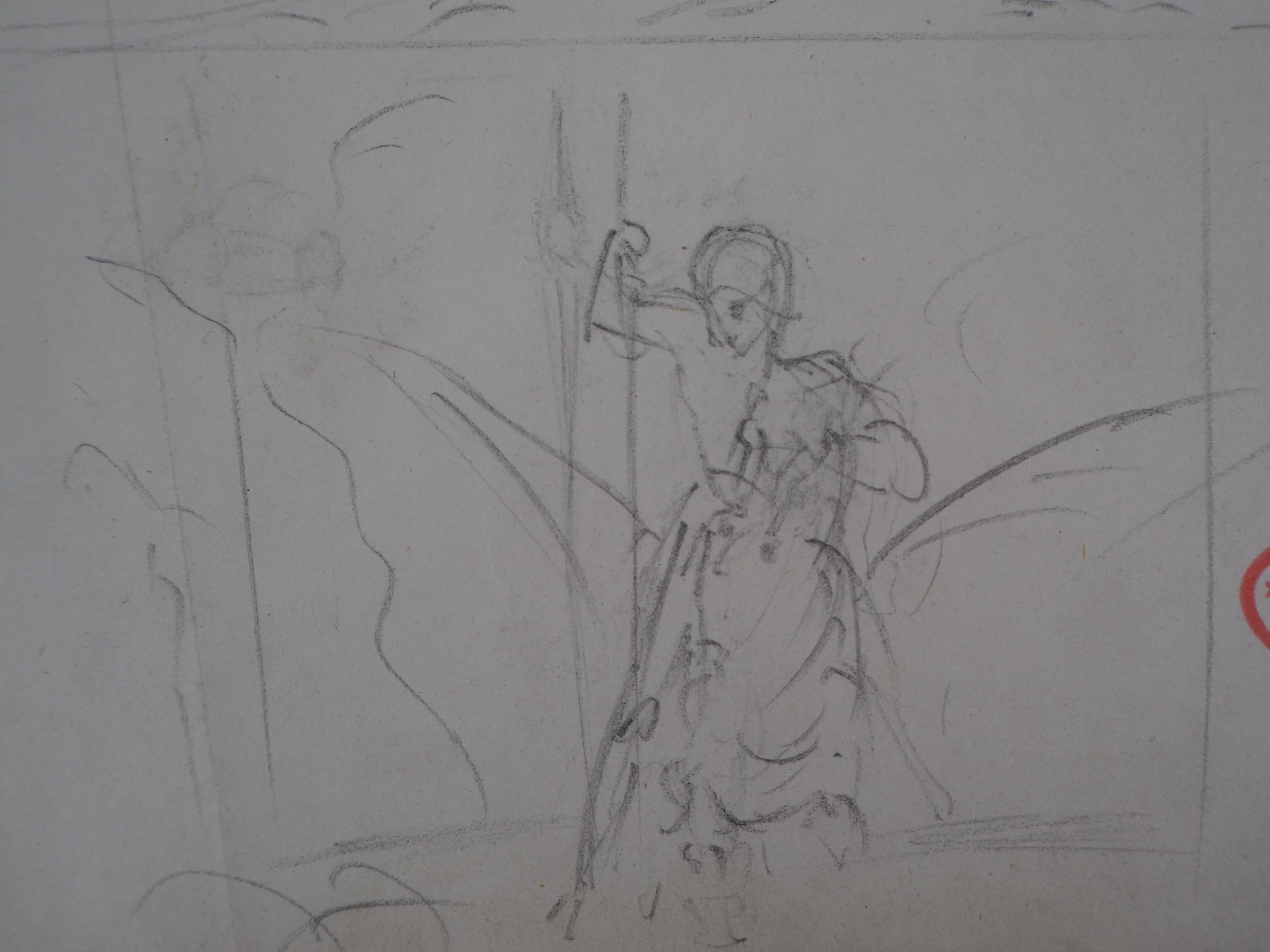Study of Woman and Saint George - Original pencil drawing - Modern Art by Edgar Degas