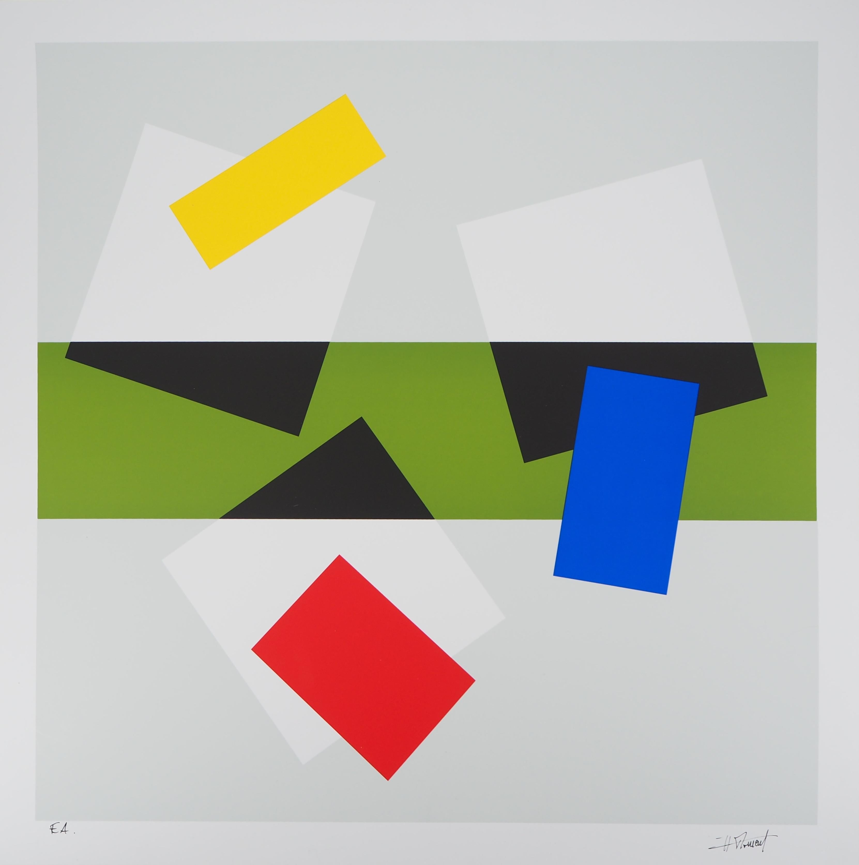 Joel Froment II Abstract Print - Geometrical Composition - Original handsigned screen print, Limited to 60 copies