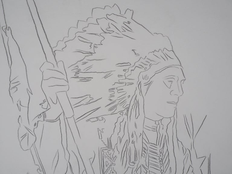 Andy Warhol (1928-1987)
Indian : War Bonnet, c. 1986

Original pencil drawing
Hand-signed in pencil
On vellum 101.5 x 77.5 cm (c. 39.9 x 30.3 in)

INFORMATIONS :
Preparatory pencil drawing which served as a model for the famous screen print  