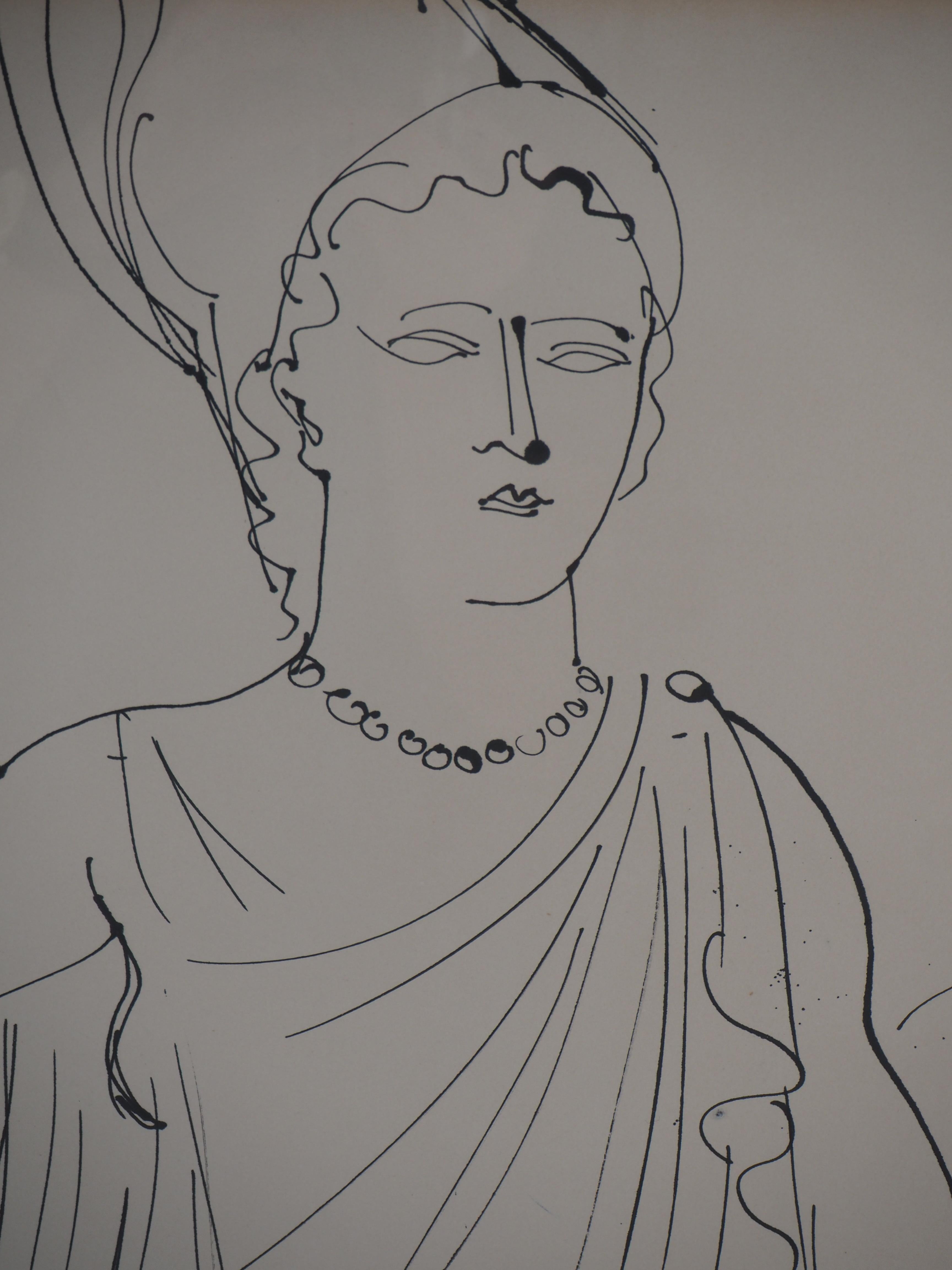 Raoul DUFY
Athena, the Goddess of Wisdom and War 

Original Ink Drawing
Handsigned bottom right
Handsigned and titled on the back of the frame
On paper 65 x 50 cm at view (c. 26 x 20 in)
Presented in a wood frame 80 x 64 cm (c. 32 x 26