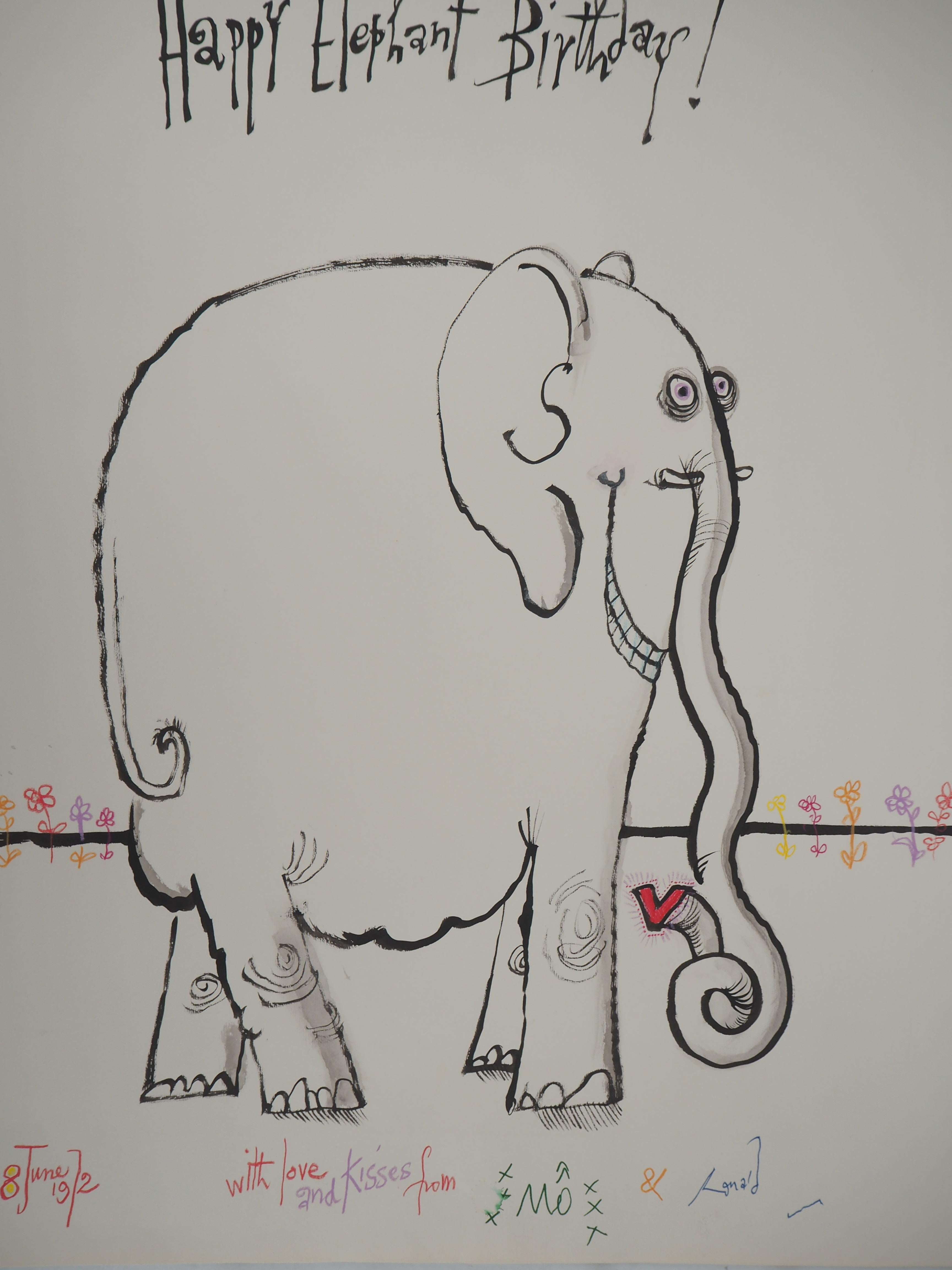 happy elephant drawing