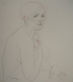 Shy Woman - Original drawing, Handsigned