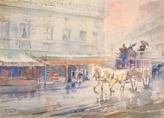 Omnibus in Paris - Handsigned Original Watercolor Painting
