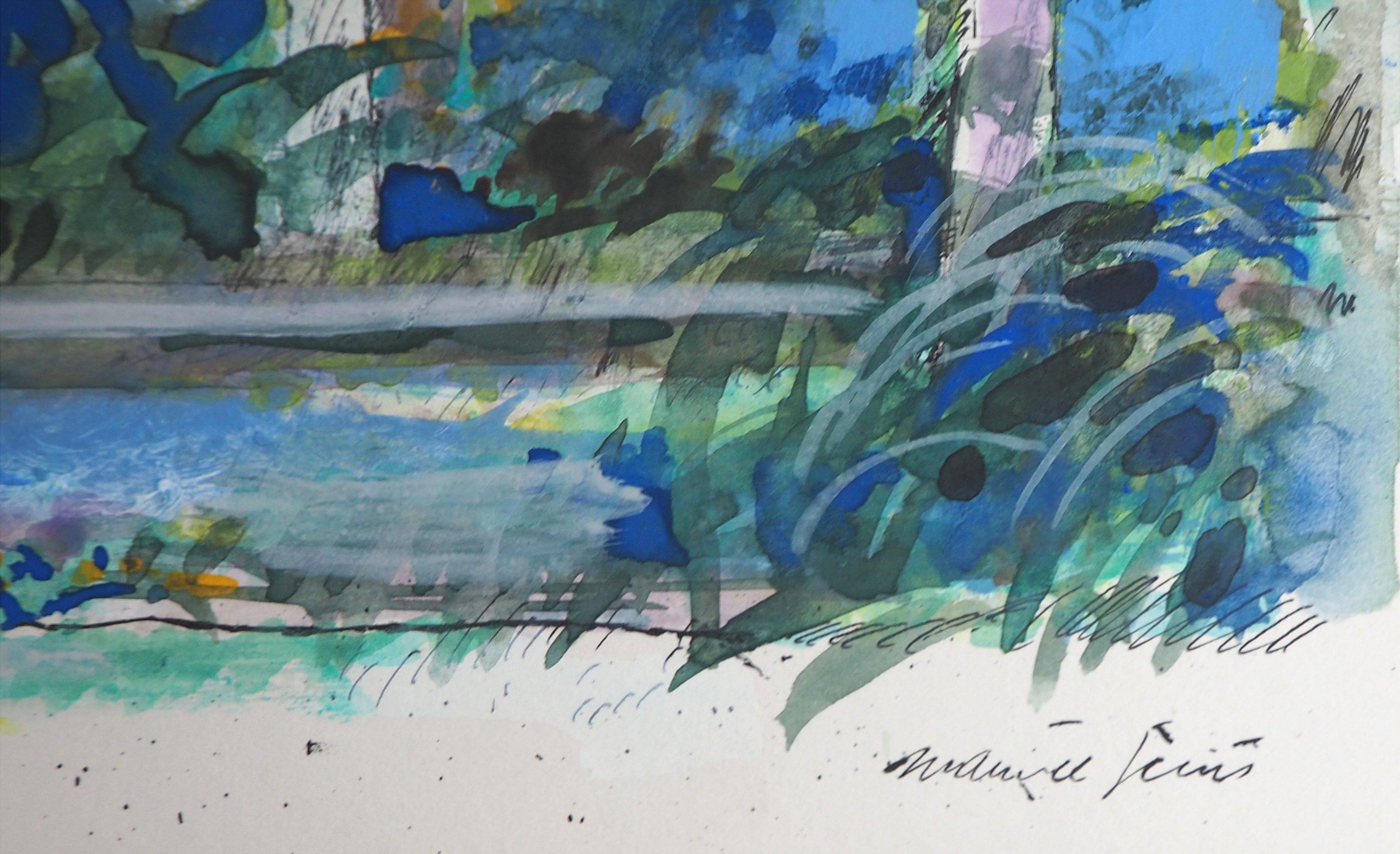 Tropical Dream - Original Handsigned Watercolor, Gouache and Ink Painting - Art by Maurice Genis