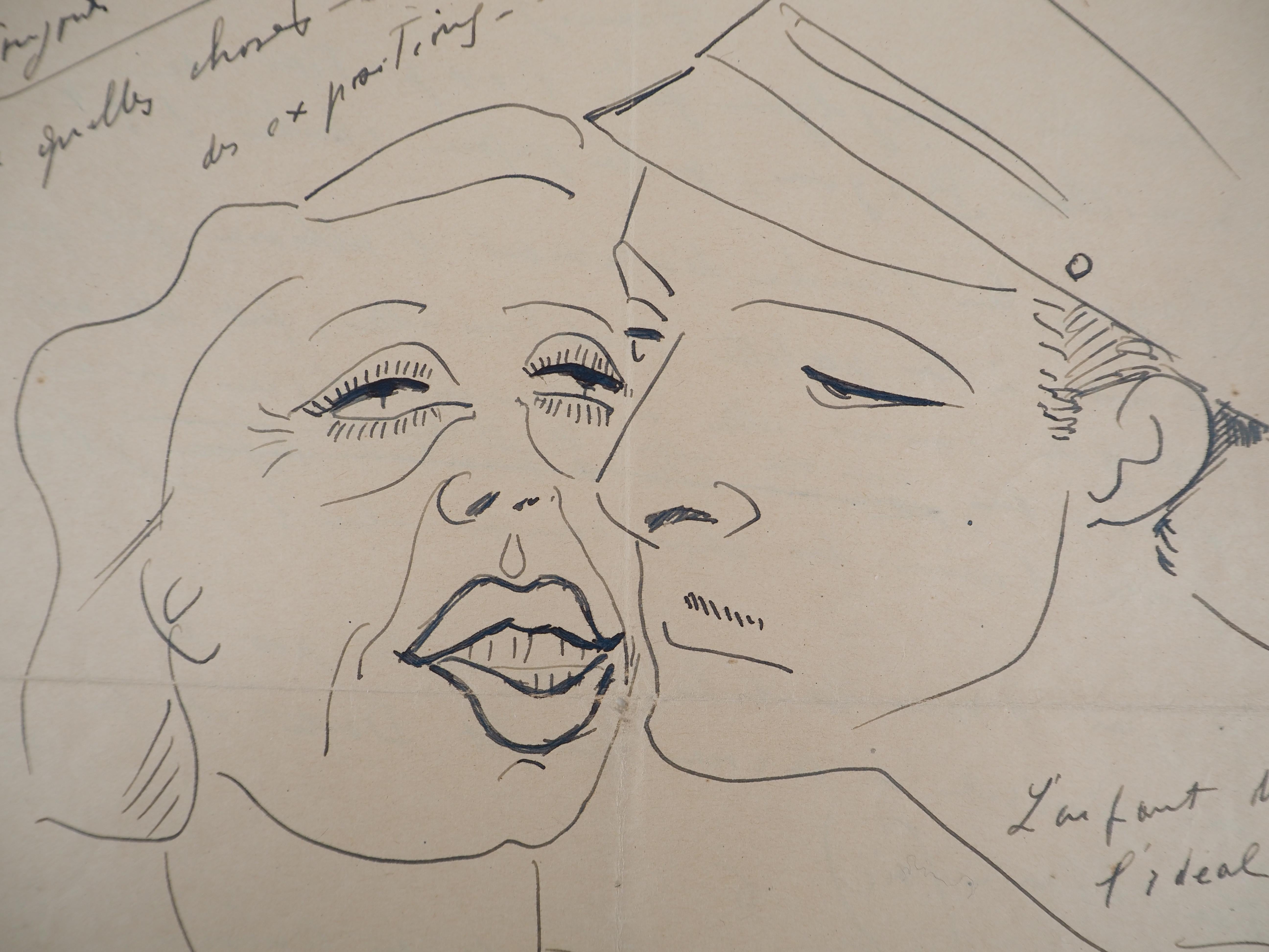 Couple, The Kiss - Original Tintenzeichnung, handsigniert 1