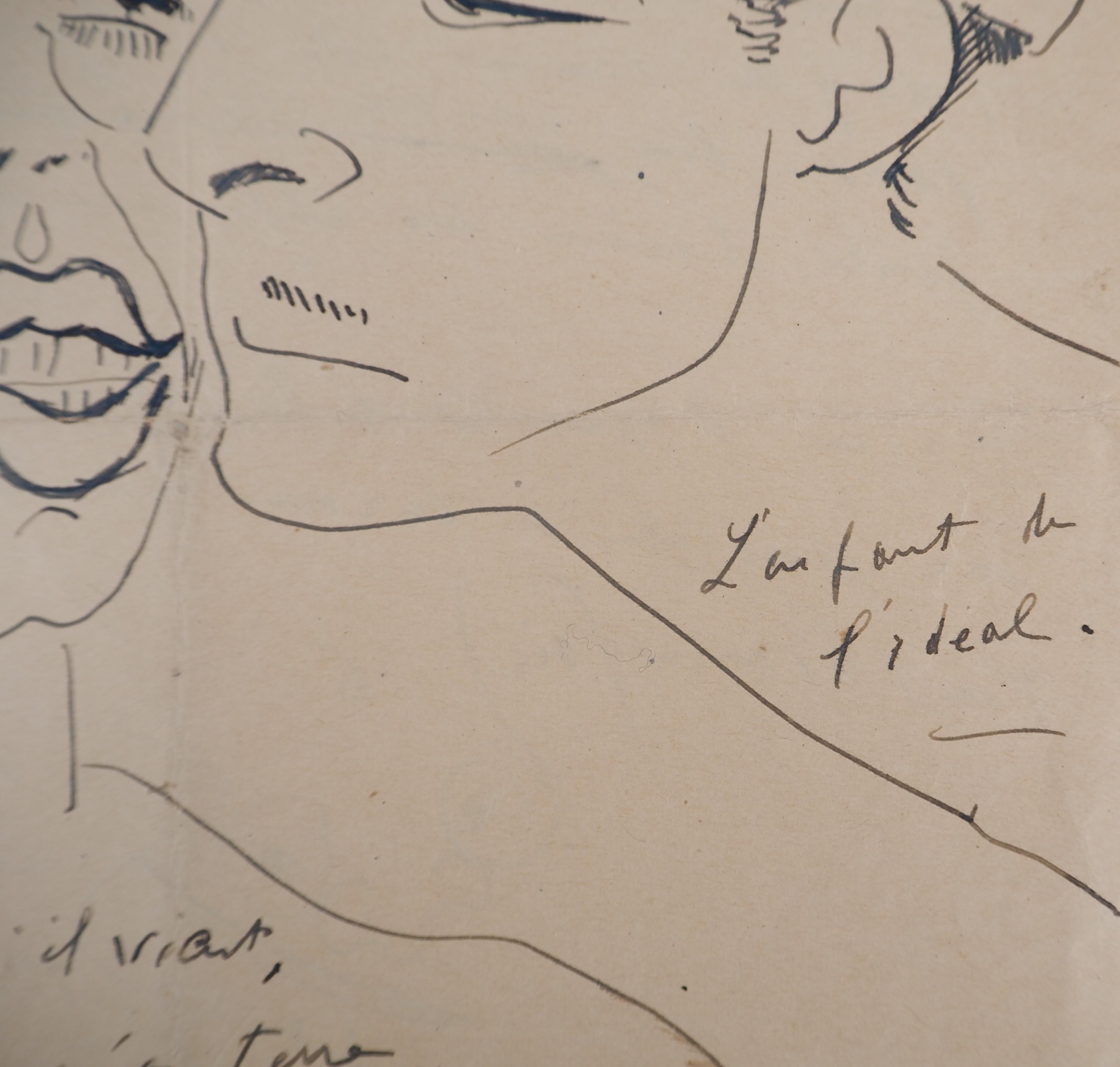 Couple, The Kiss - Original Tintenzeichnung, handsigniert 3