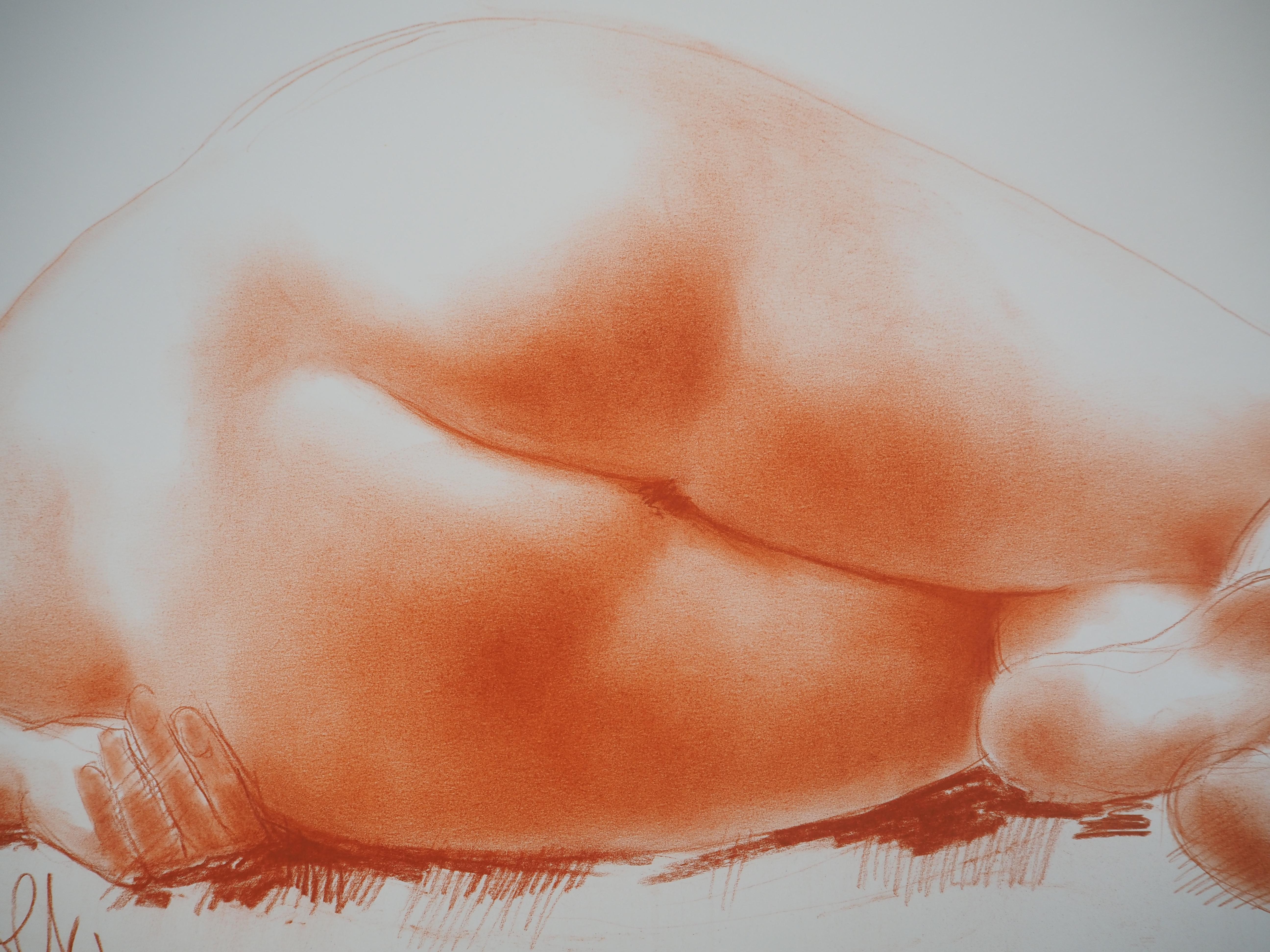 Reclining Nude - Original handsigned drawing in sanguine 4