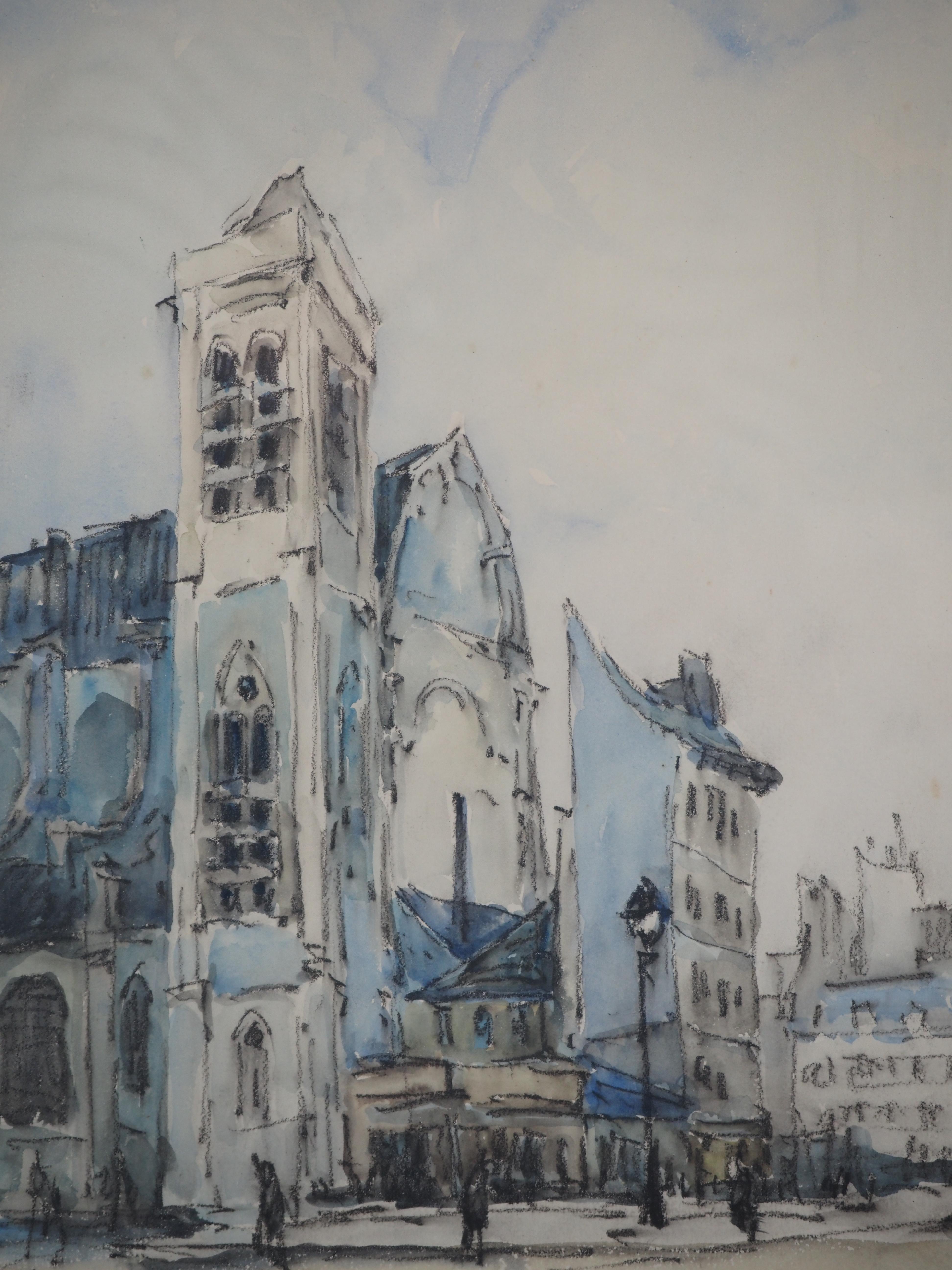 FRANK-WILL (1900-1951)
Old Church in Paris

Watercolor and charcoals
Signed bottom left
On paper 32 x 24 cm (c. 13 x 10 in) at view
Présented in silver wood frame 52 x 44 cm (c. 20 x 17 in)

Excellent condition, light uses to the frame