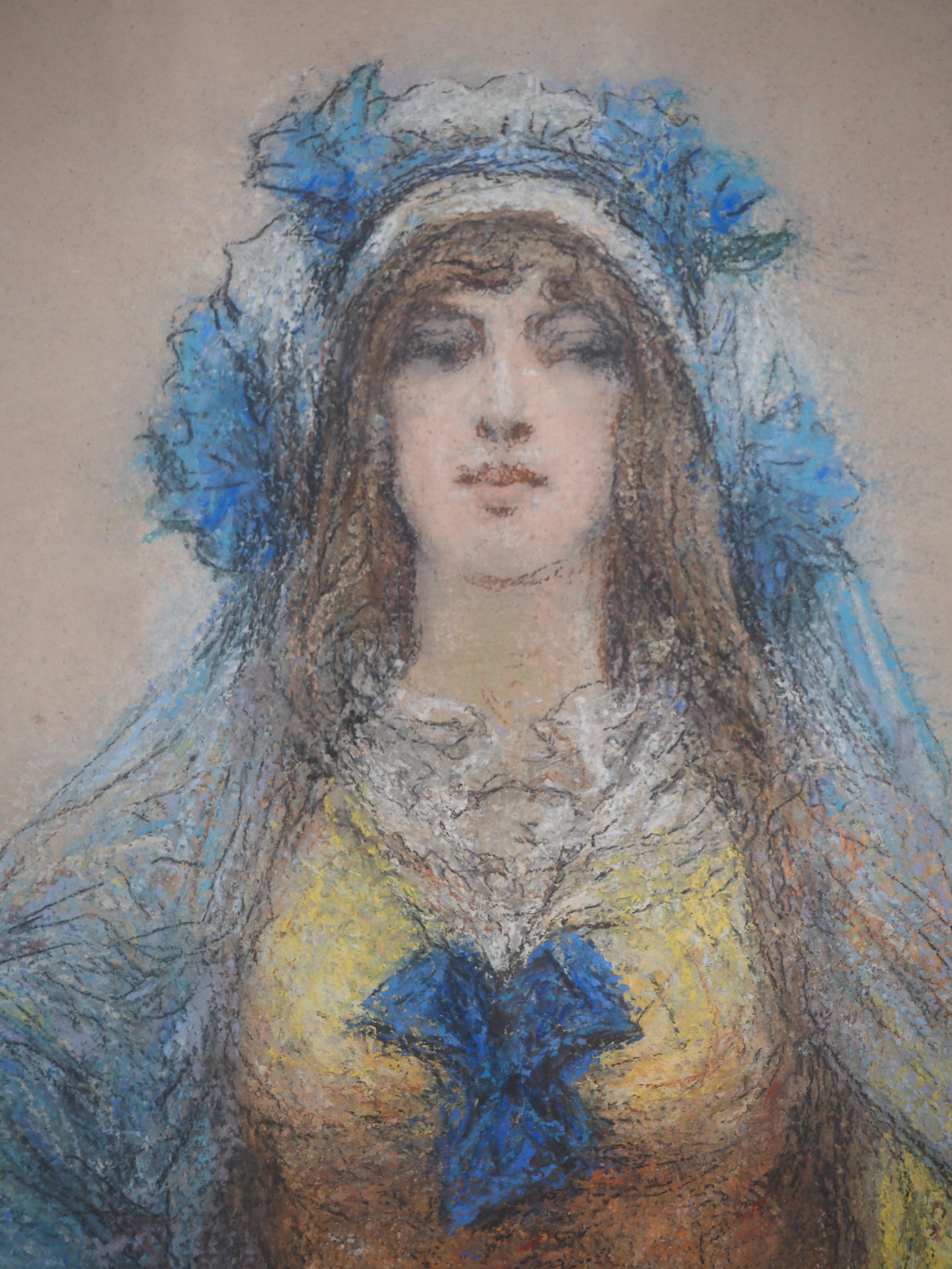 Georges Clairin
Sarah Bernhardt in Yellow and Blue

Original charcoal drawing with tempera
Signed bottom right
On paper 42 x 26 cm at view (c. 17 x 10 in)
Presented in a golden wood frame 55 x 39 cm (c. 22 x 16 in)

INFORMATION : Georges Clairin