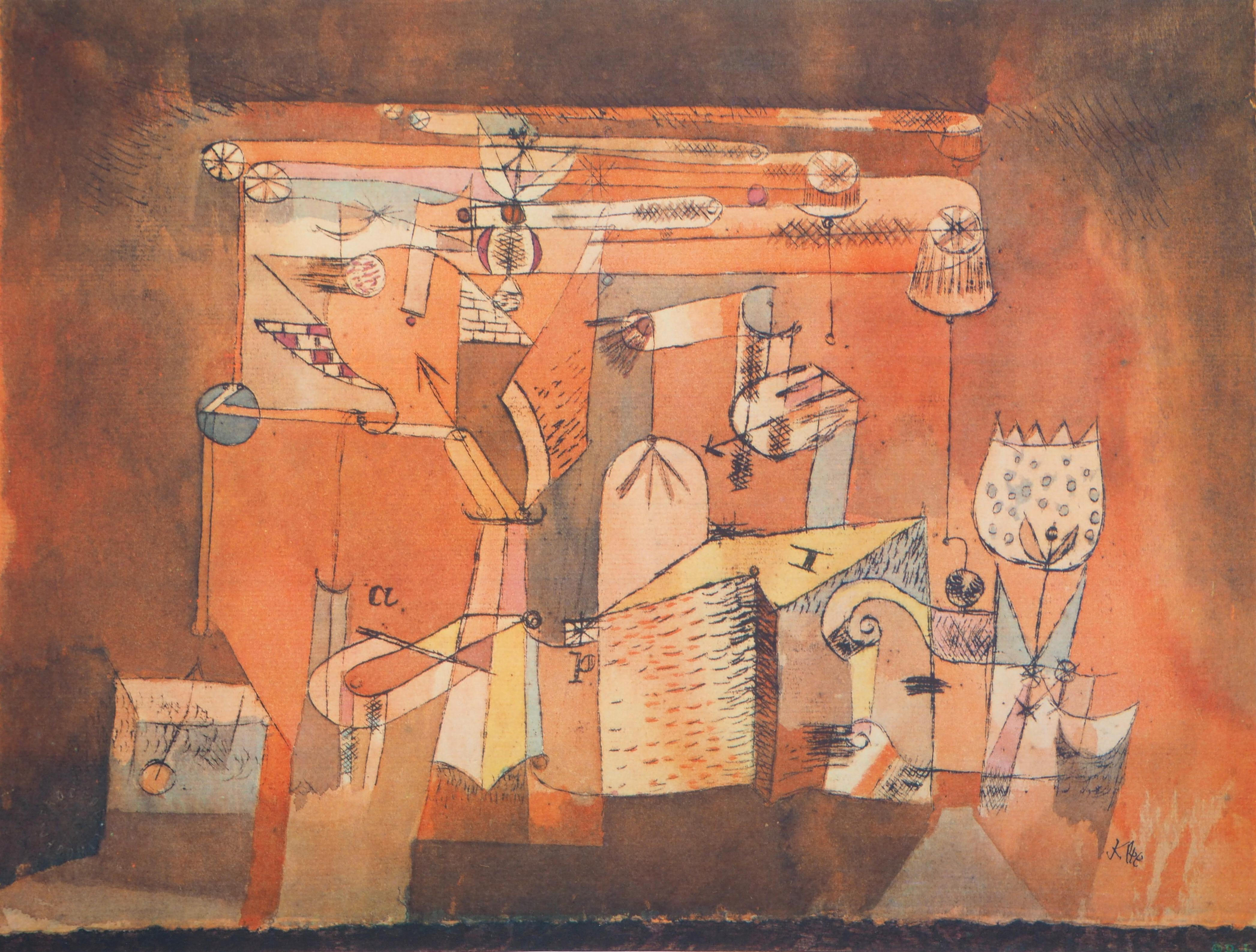 Paul Klee Landscape Art - Mechanical Chaos - Lithograph and Stencil
