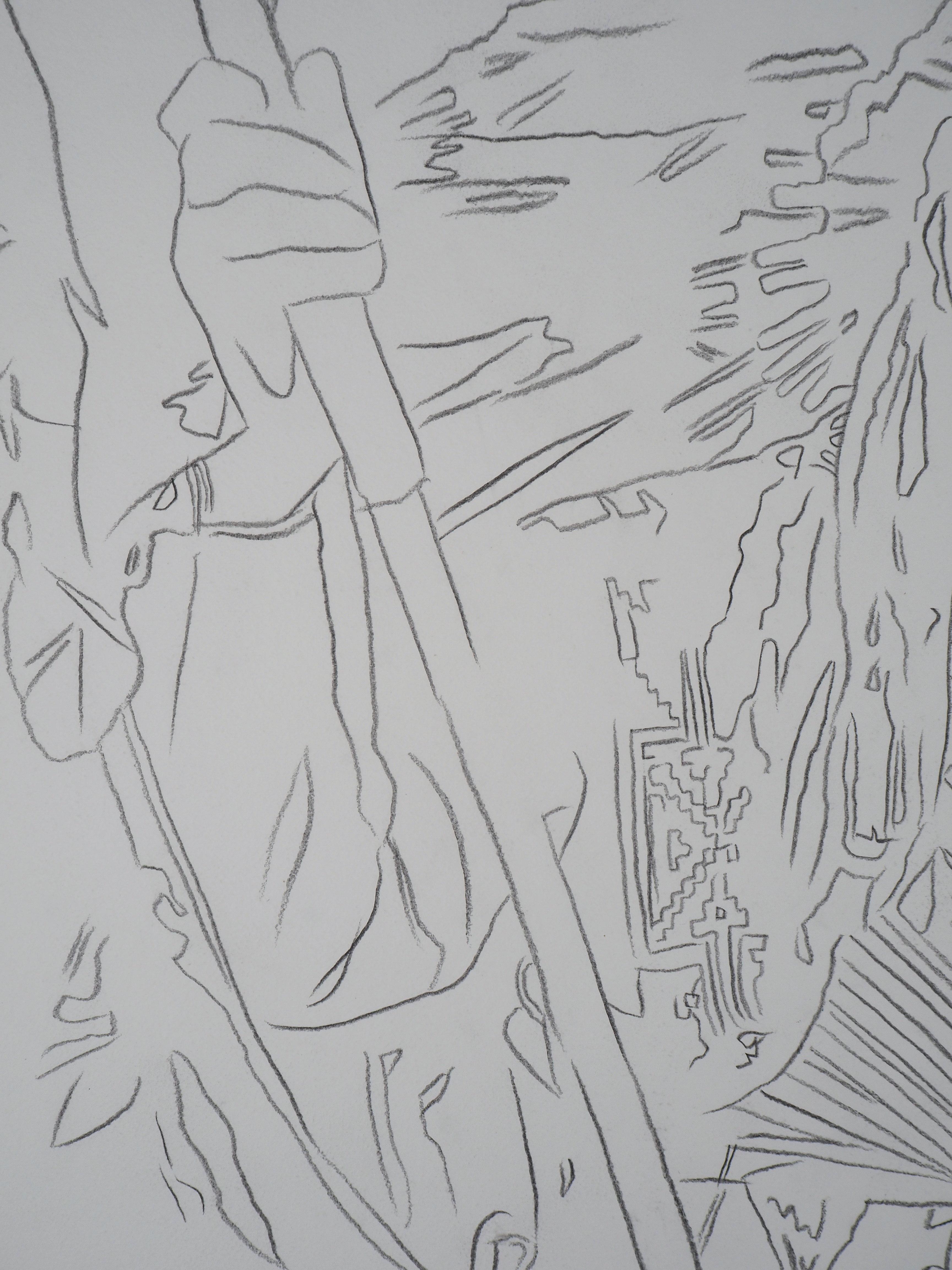 Indian : War Bonnet - Original pencil drawing (Warhol Foundation #73.001) 2