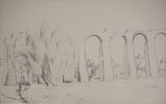 Roman Remains : Bridge in Provence - Original Ink Drawing, Signed