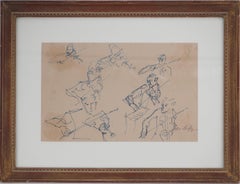 Orquesta : Violinistas - Dibujo original en tinta, firmado