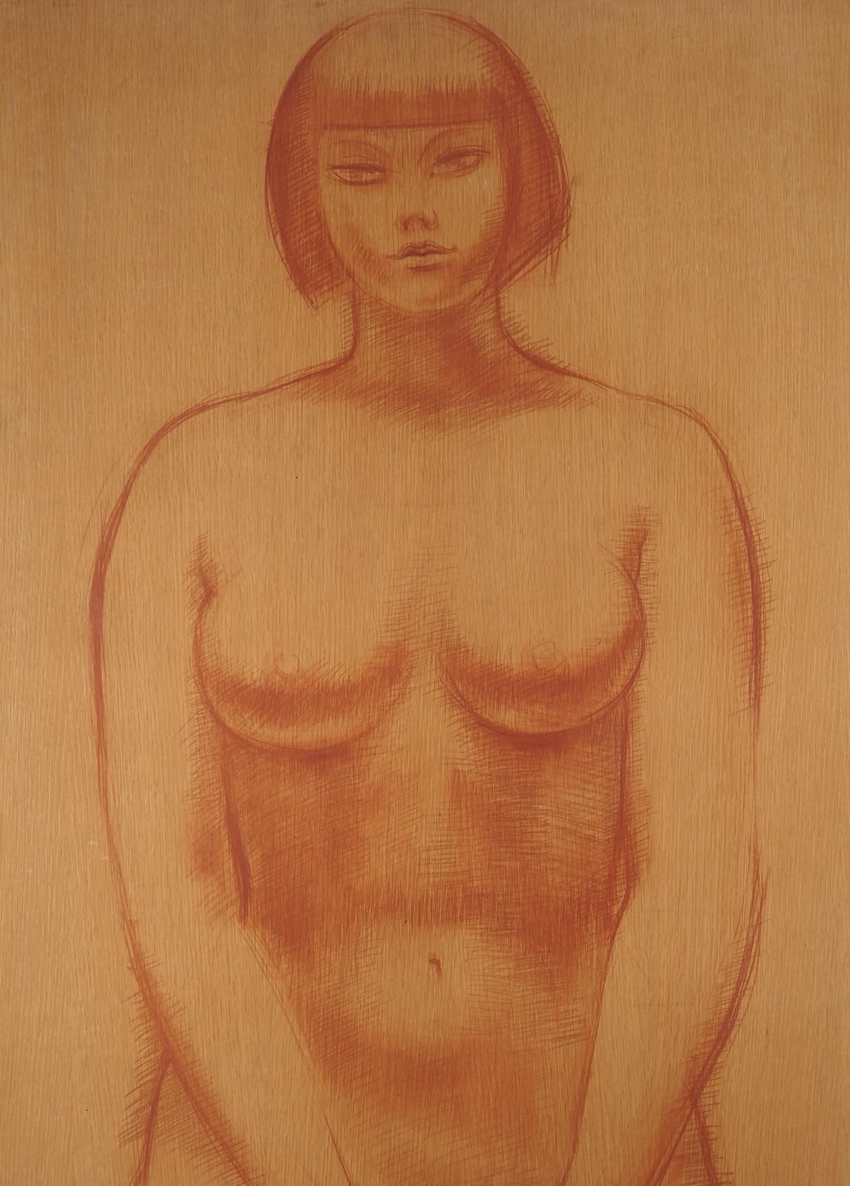 Standender Akt – Original handsigniertes, hohes Gemälde auf Tafel (Moderne), Art, von Antoniucci Volti