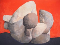 Soft Rock : Sleeping Model on Red Background - Original Handsigned Painting