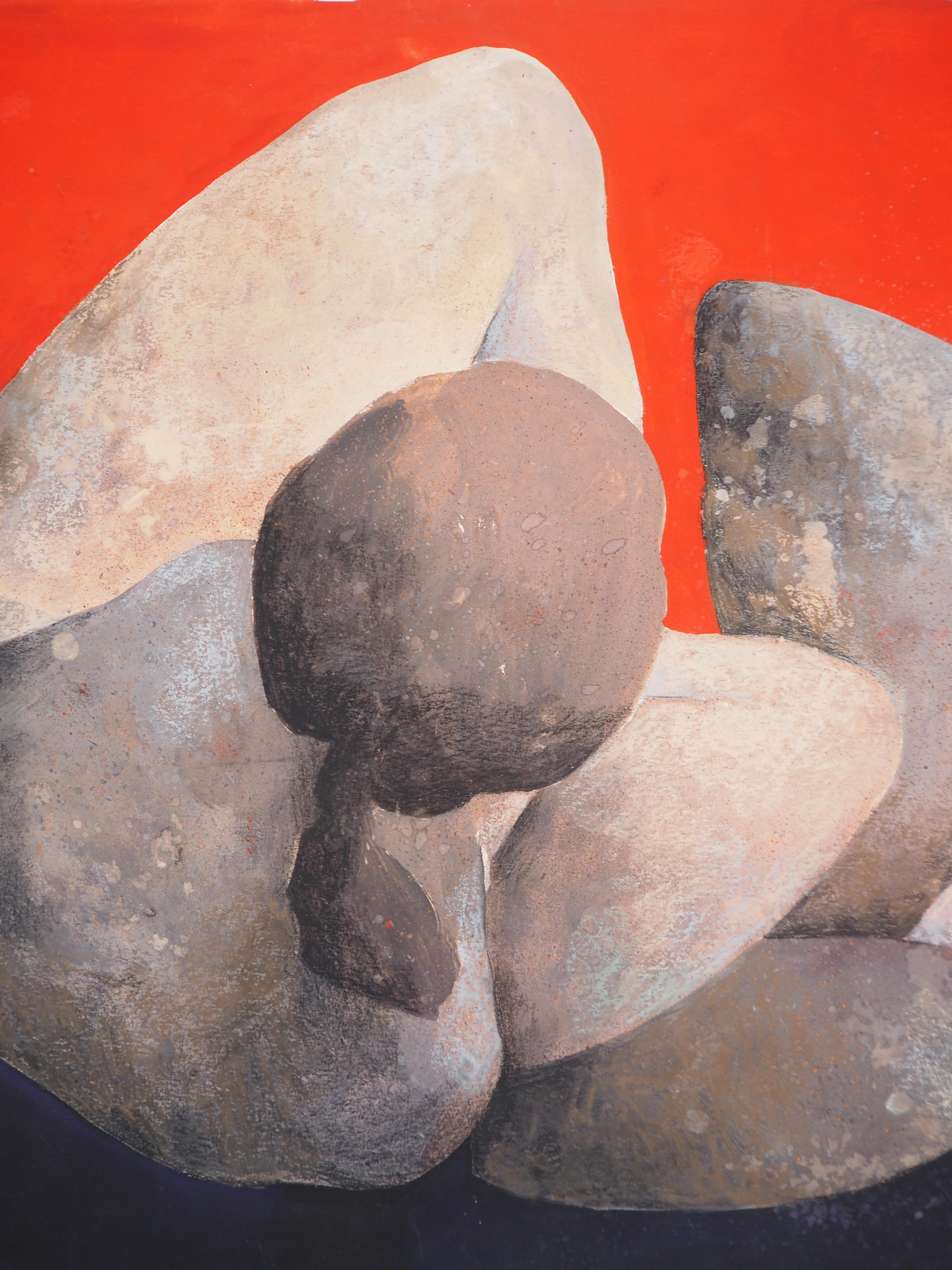 Claude Gaveau
Soft Rock : Modèle endormi sur fond rouge 

Peinture originale à la gouache
Signé à l'encre
Sur papier épais 50 x 65 cm (c. 19.6 x 25.5 inch)

Très bon état.