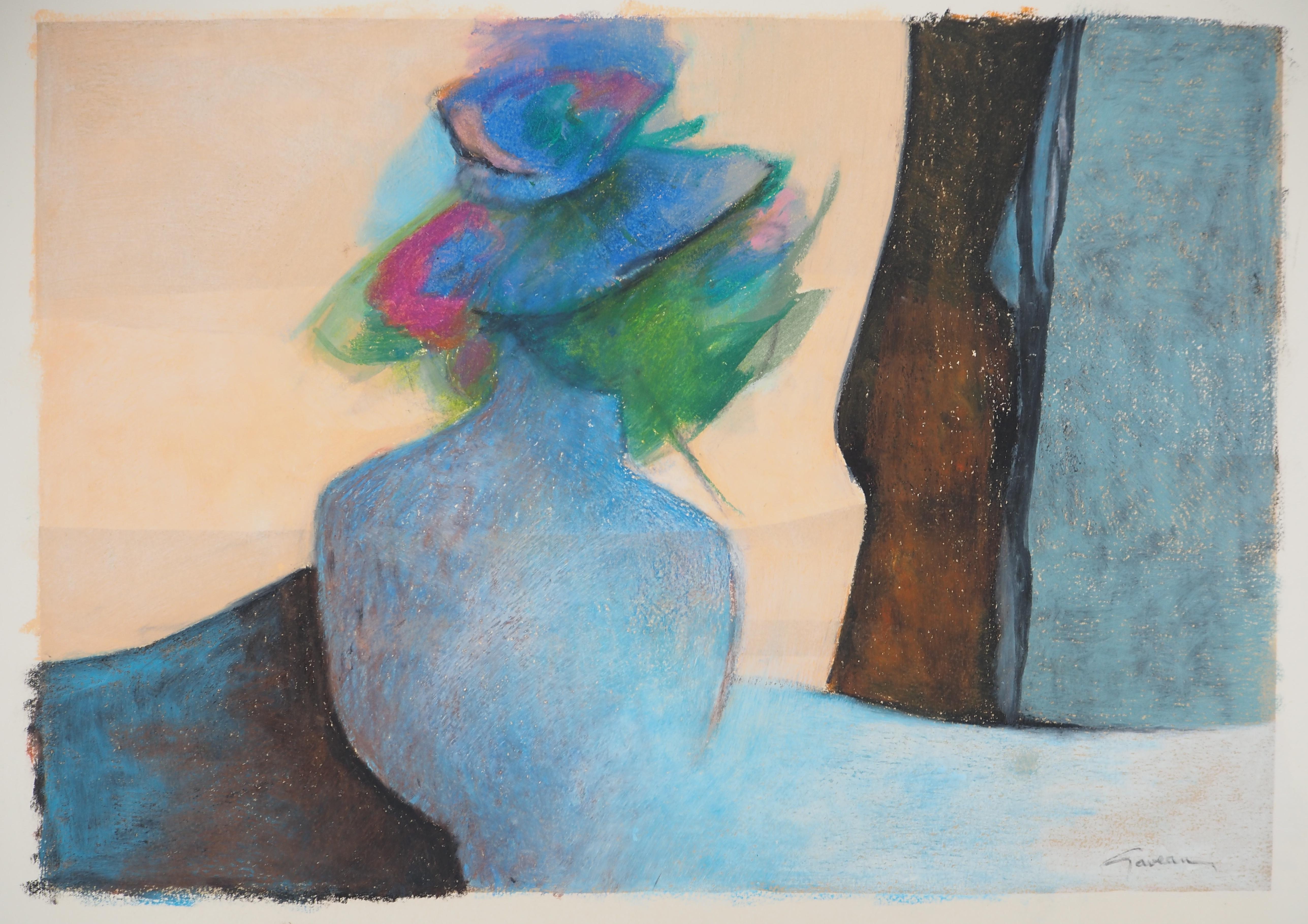 Composición Azul y Rosa : Ramo Surrealista- Pastel Original Firmado a Mano
