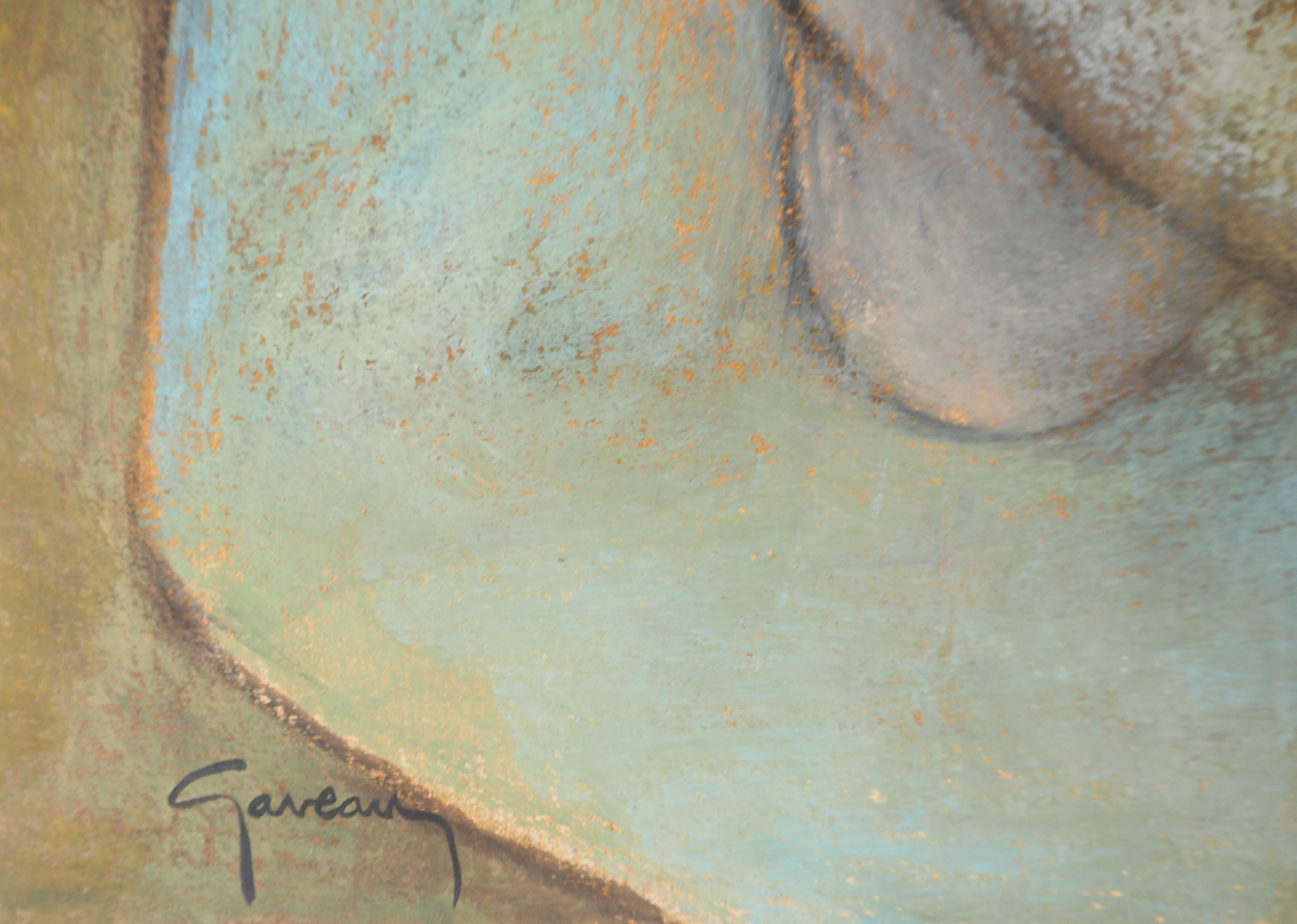 Mujer desnuda de espaldas - Dibujo original al pastel firmado a mano - Art Moderno de Claude Gaveau